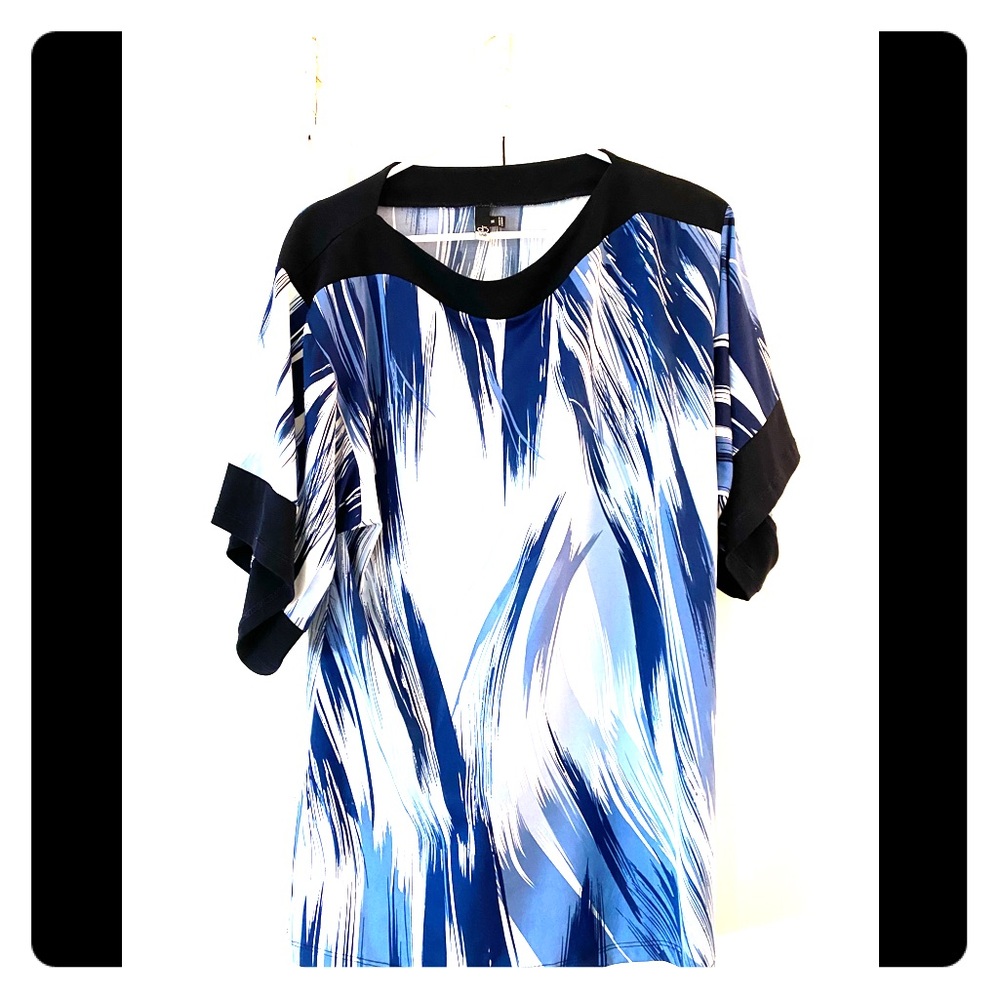 Blue and White Blouse